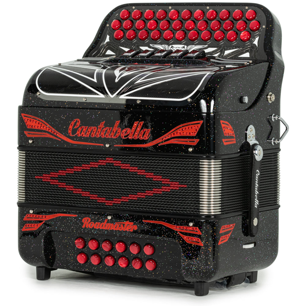 Cantabella Roadmaster Accordion 5 Switch FBE Black Glitter with Red