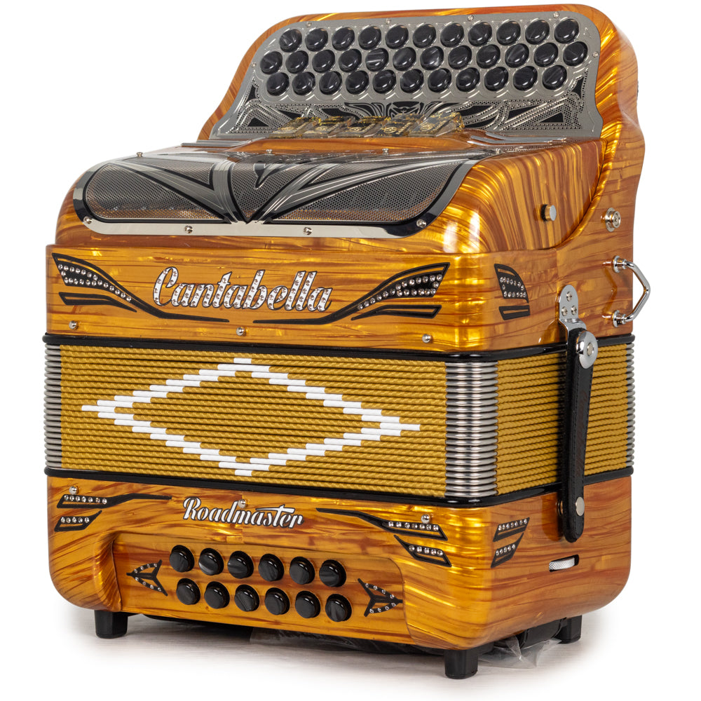 Cantabella Roadmaster Accordion Ultra Compact 5 Switch FBE Celluloid Wood with Gold and Black