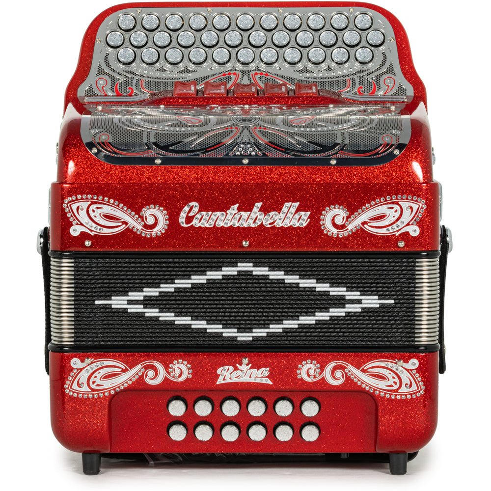 Cantabella Reina Accordion 5 Switch FBE Red Glitter with Silver