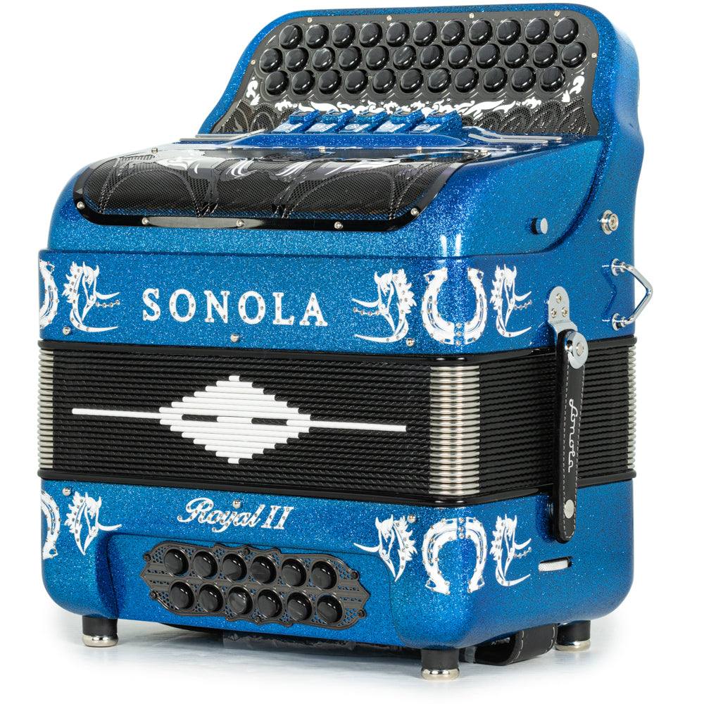 Sonola Royal II Ultra Compact Accordion 5 Switch FBE Blue Glitter with White