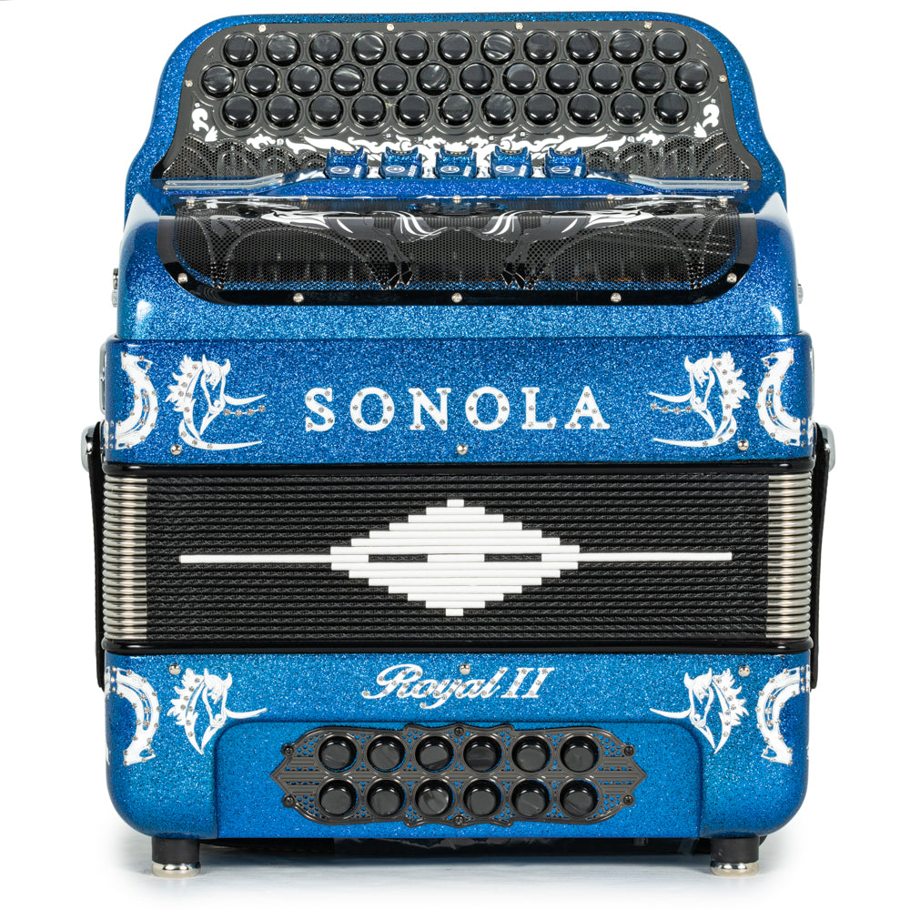 Sonola Royal II Ultra Compact Accordion 5 Switch FBE Blue Glitter with White