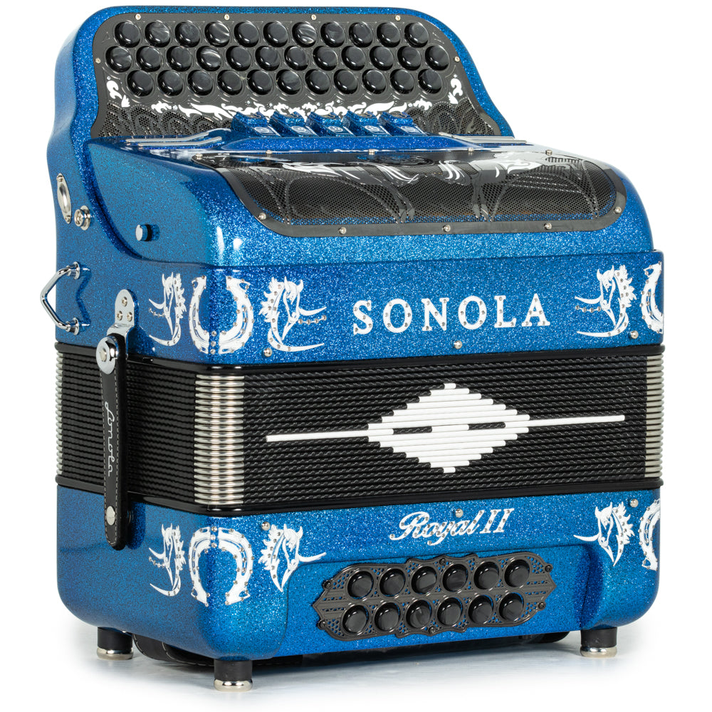 Sonola Royal II Ultra Compact Accordion 5 Switch FBE Blue Glitter with White