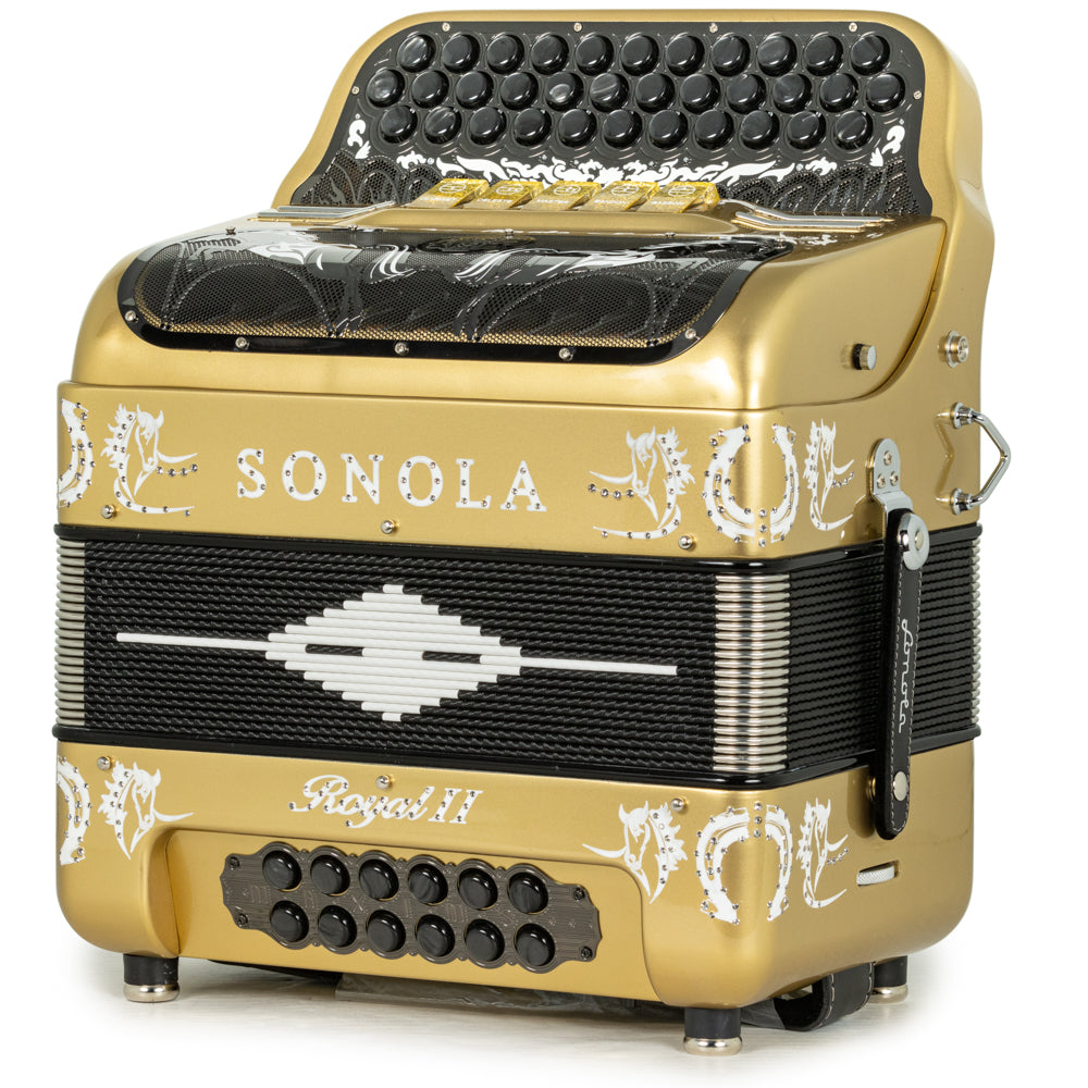 Sonola Royal II Ultra Compact Accordion 5 Switch EAD Gold with White