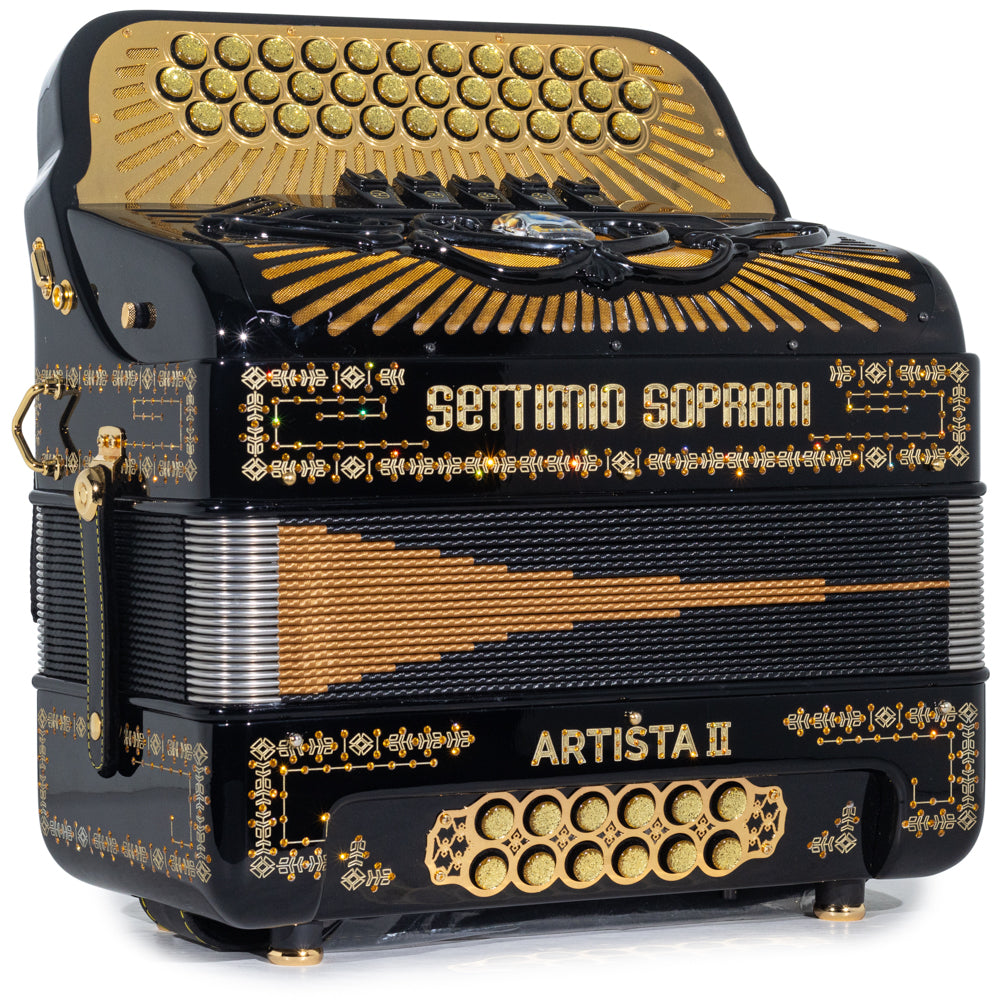 Settimio Soprani Artista II 5 Switch Accordion FBE Black and Gold