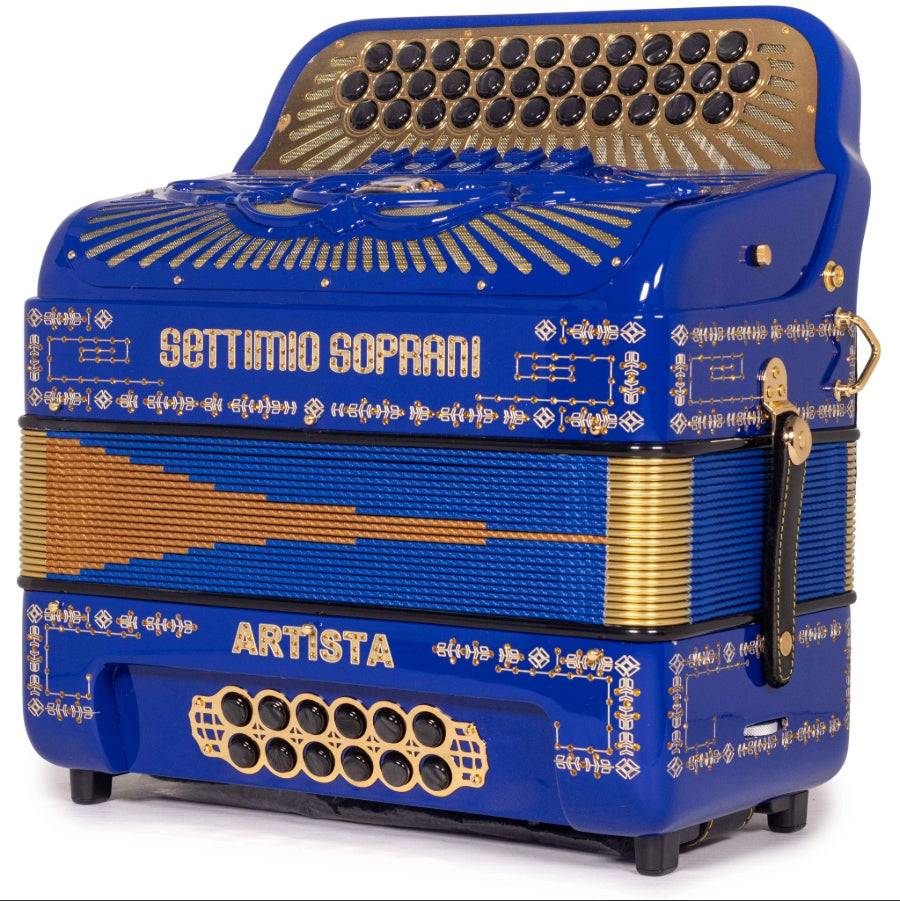 Settimio Soprani Artista II 5 Switch Accordion FBE in Blue with Gold Details