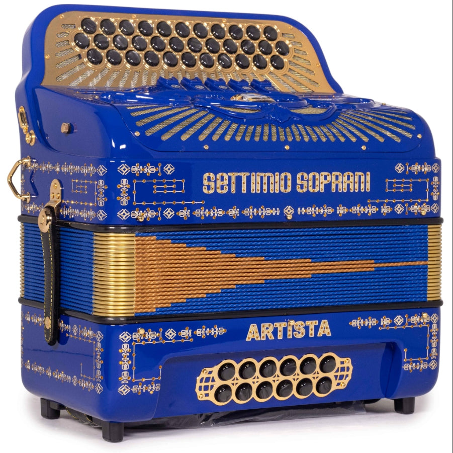 Settimio Soprani Artista II 5 Switch Accordion FBE in Blue with Gold Details