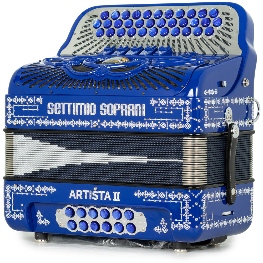 Settimio Soprani Artista II 5 Switch Accordion EAD Blue with White Details
