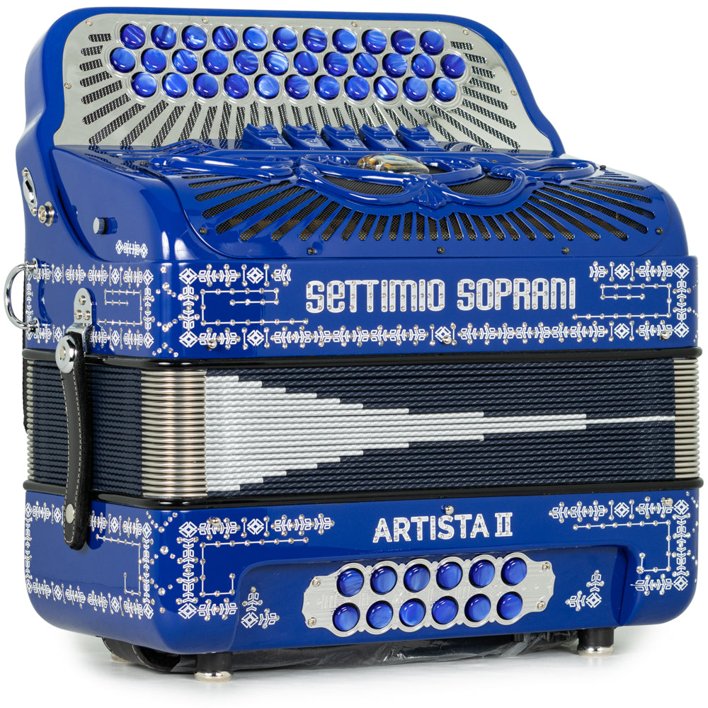 Settimio Soprani Artista II 5 Switch Accordion EAD Blue with White Details