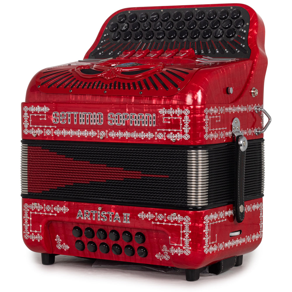 Settimio Soprani Artista II Ultra Compact 5 Switch Accordion FBE Celluloid Red with Black