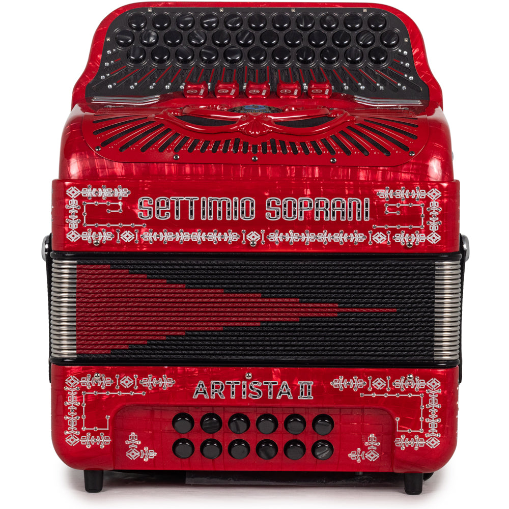 Settimio Soprani Artista II Ultra Compact 5 Switch Accordion FBE Celluloid Red with Black