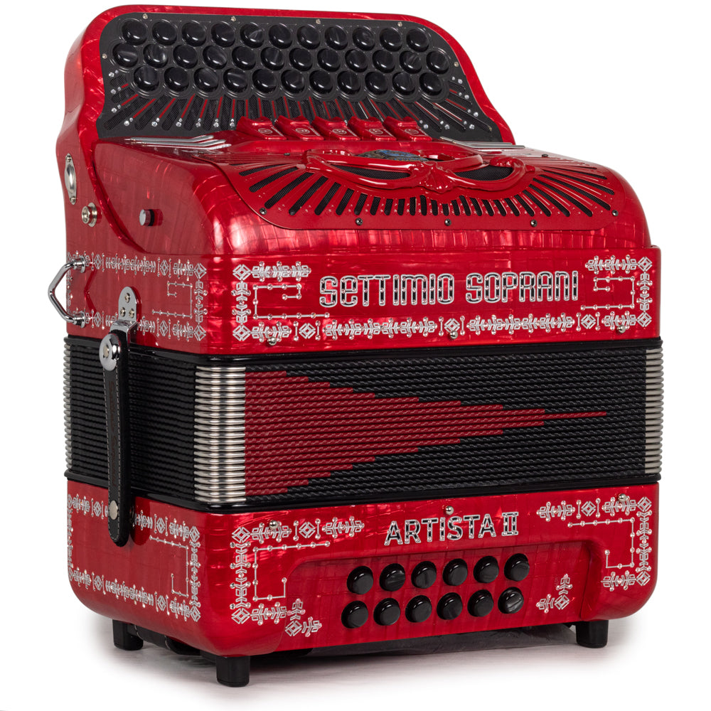 Settimio Soprani Artista II Ultra Compact 5 Switch Accordion FBE Celluloid Red with Black