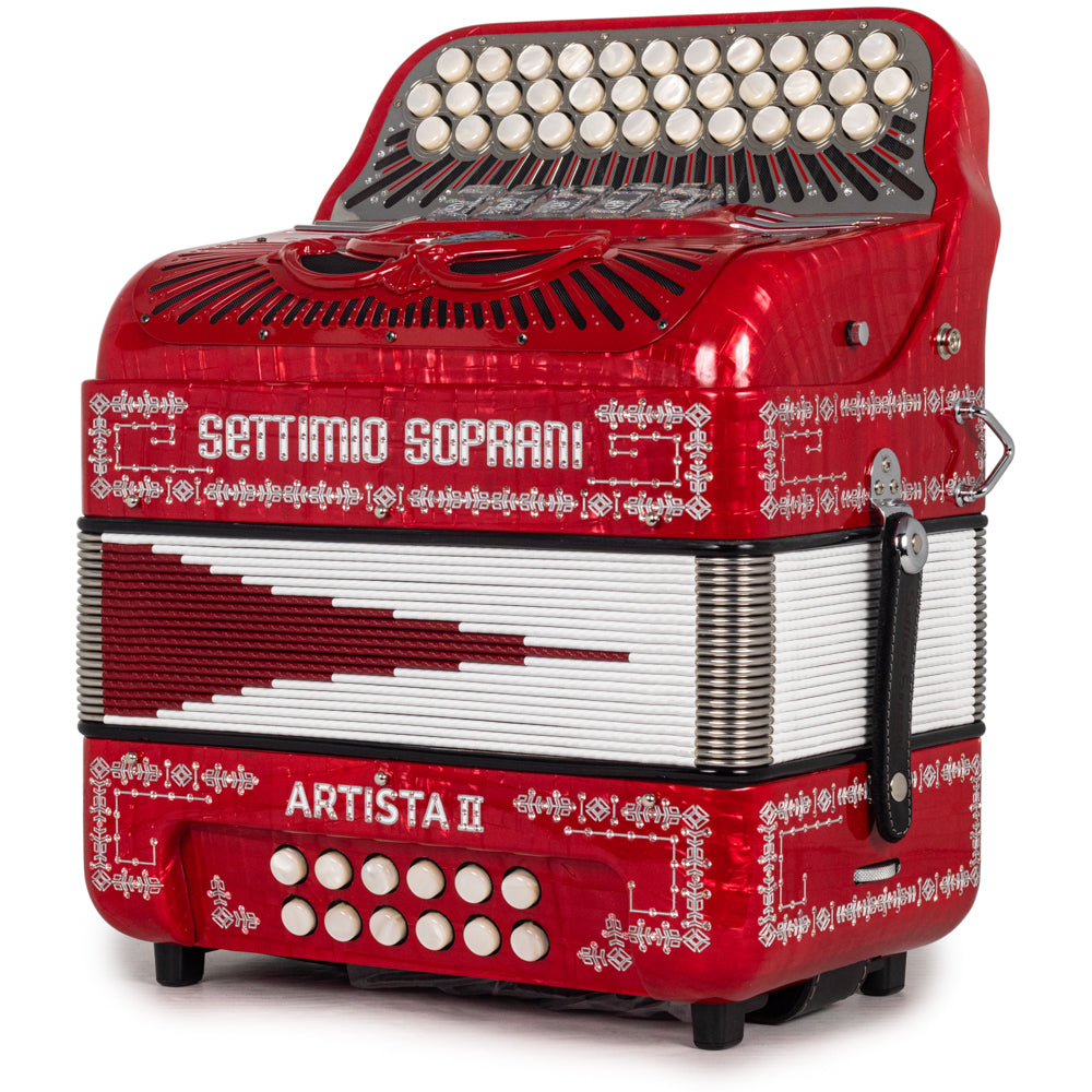 Settimio Soprani Artista II Ultra Compact 5 Switch Accordion FBE Celluloid Red with Silver