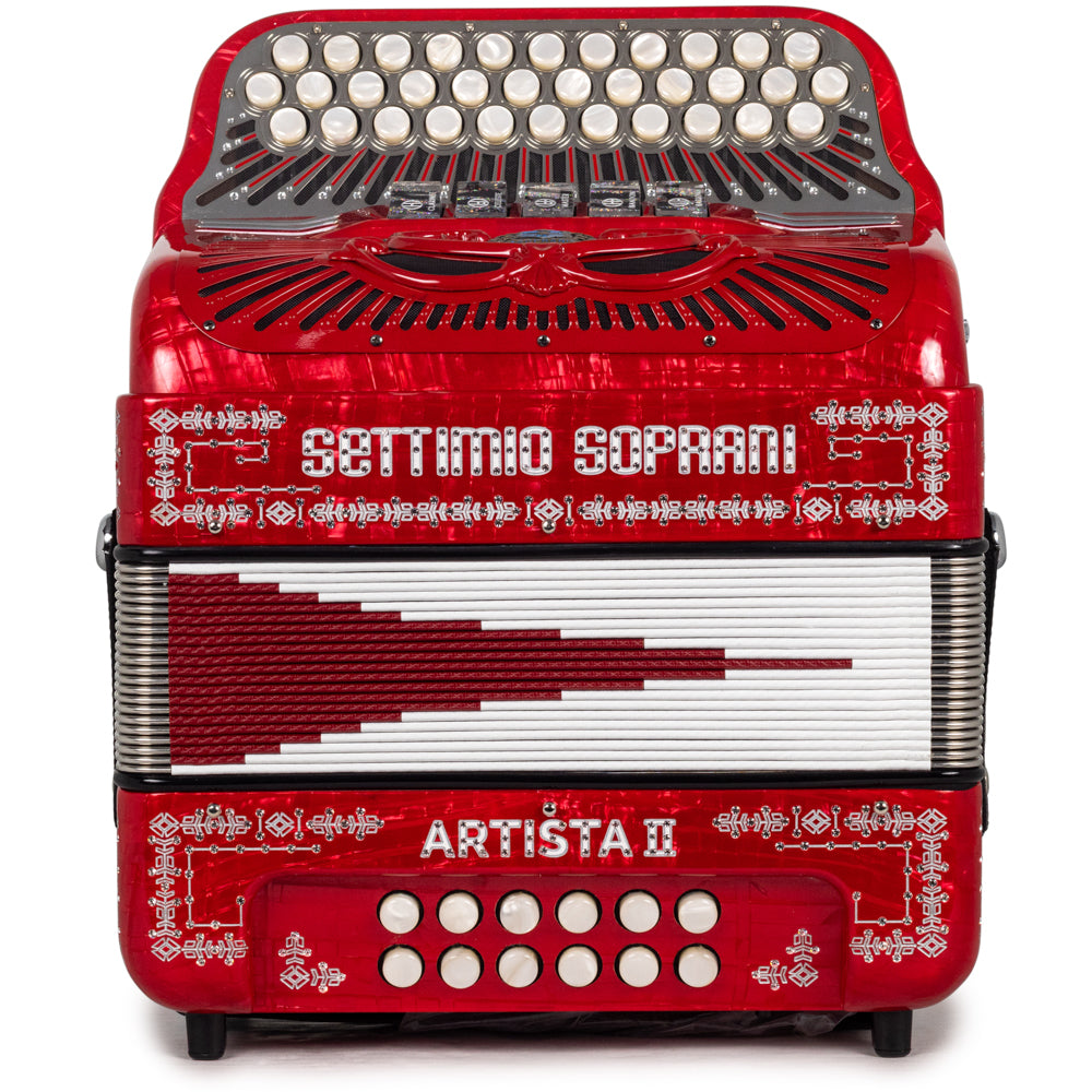 Settimio Soprani Artista II Ultra Compact 5 Switch Accordion FBE Celluloid Red with Silver