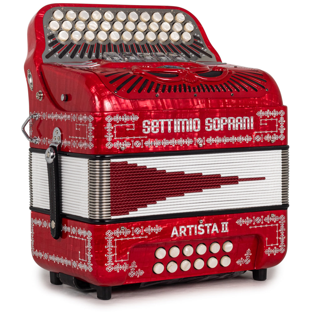 Settimio Soprani Artista II Ultra Compact 5 Switch Accordion FBE Celluloid Red with Silver