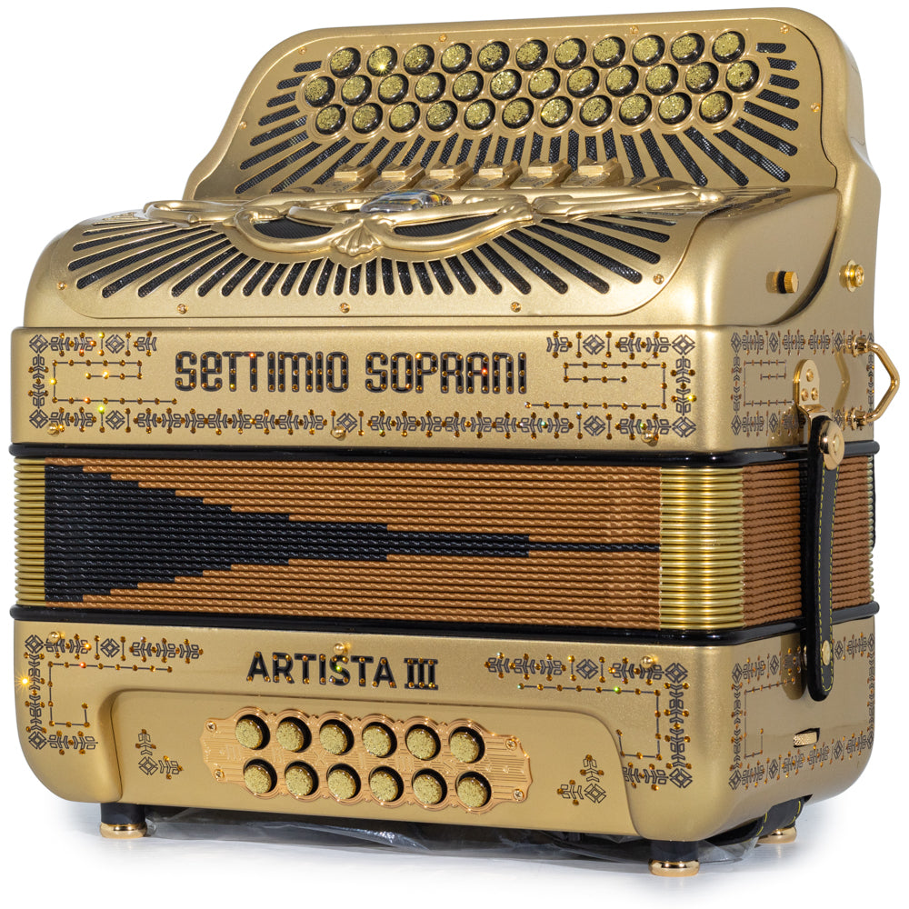 Settimio Soprani Artista III 6 Switch Accordion FBE EAD in Gold with Gold Details