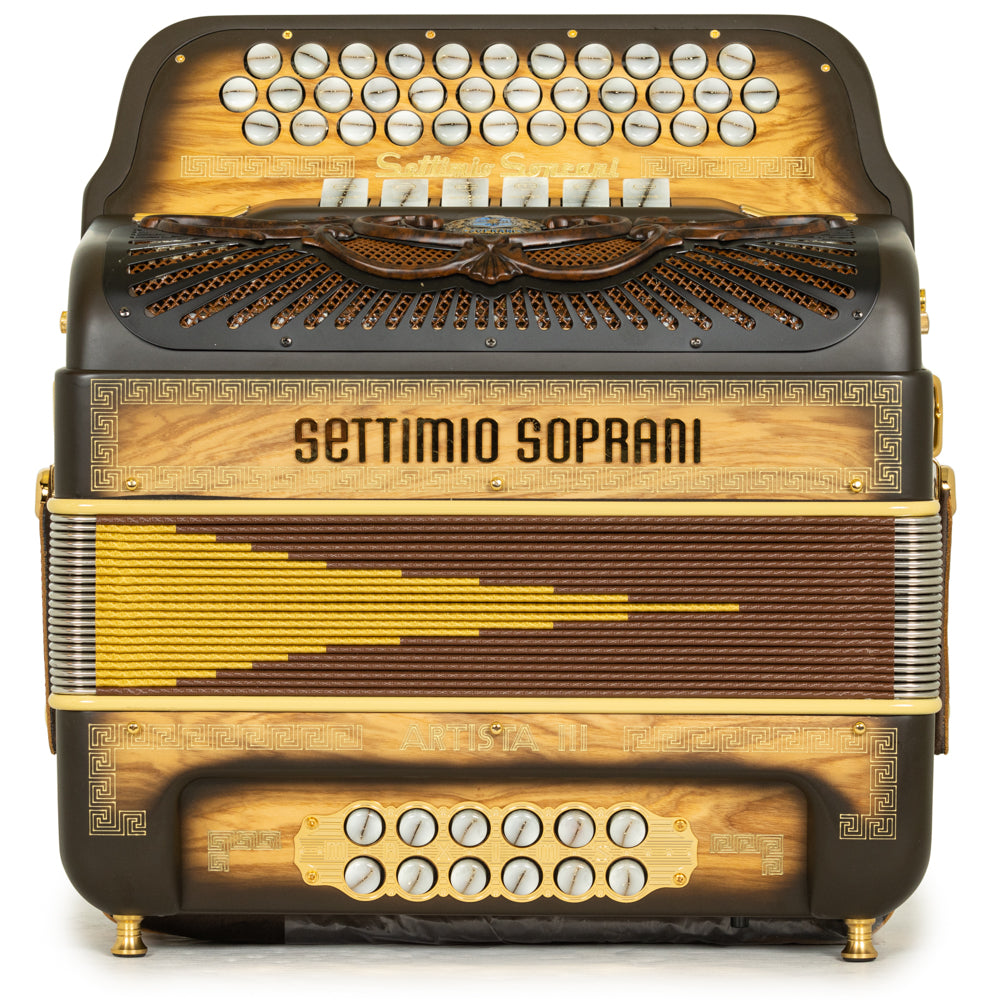 Settimio Soprani Artista III 6 Switch Accordion FBE-EAD in Matte Dark Wood with Gold