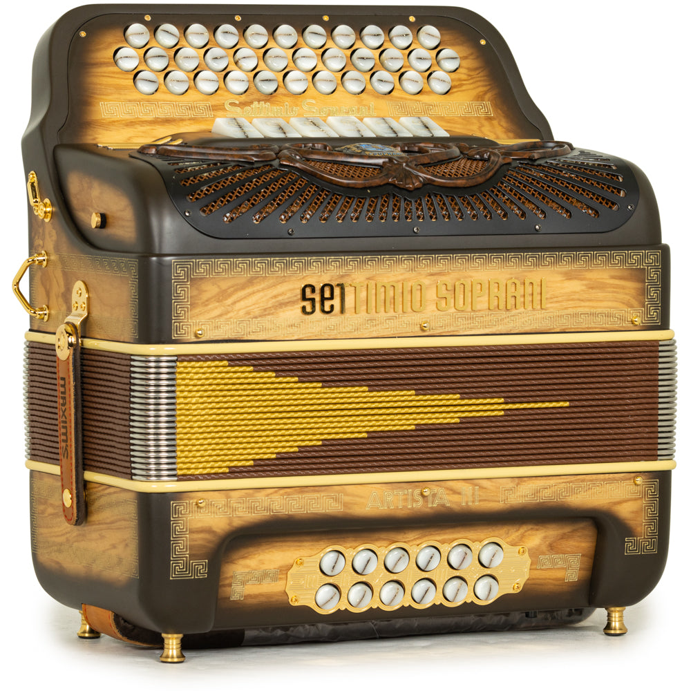 Settimio Soprani Artista III 6 Switch Accordion FBE-EAD in Matte Dark Wood with Gold