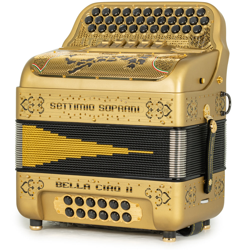 Settimio Soprani Bella Ciao II Ultra Compact 5 Switch Accordion FBE in Matte Gold