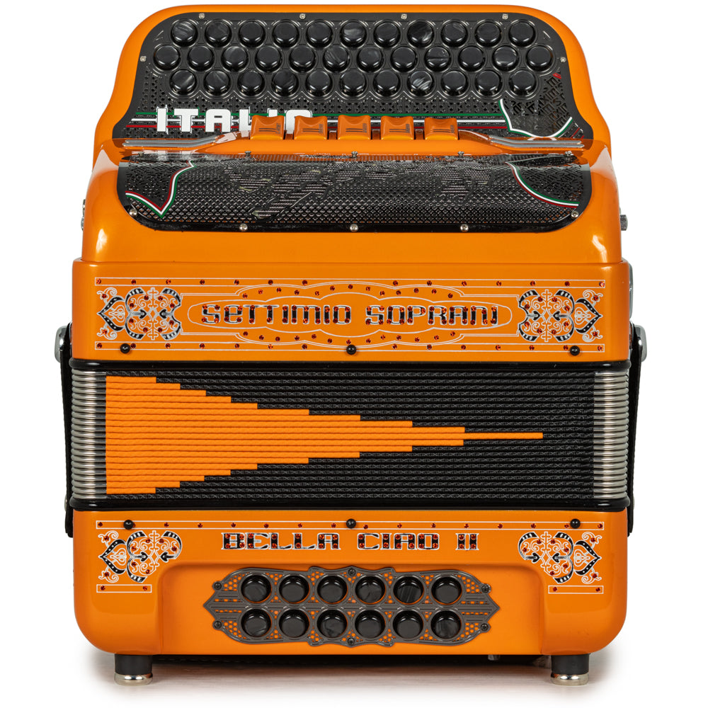 Settimio Soprani Bella Ciao II Ultra Compact 5 Switch Accordion EAD in Orange and Black