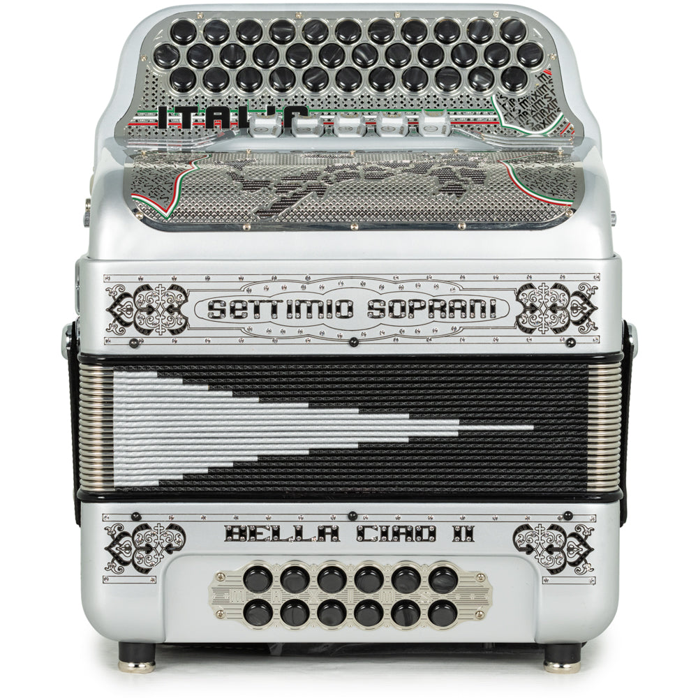 Settimio Soprani Bella Ciao II Ultra Compact 5 Switch Accordion FBE in Silver and Black