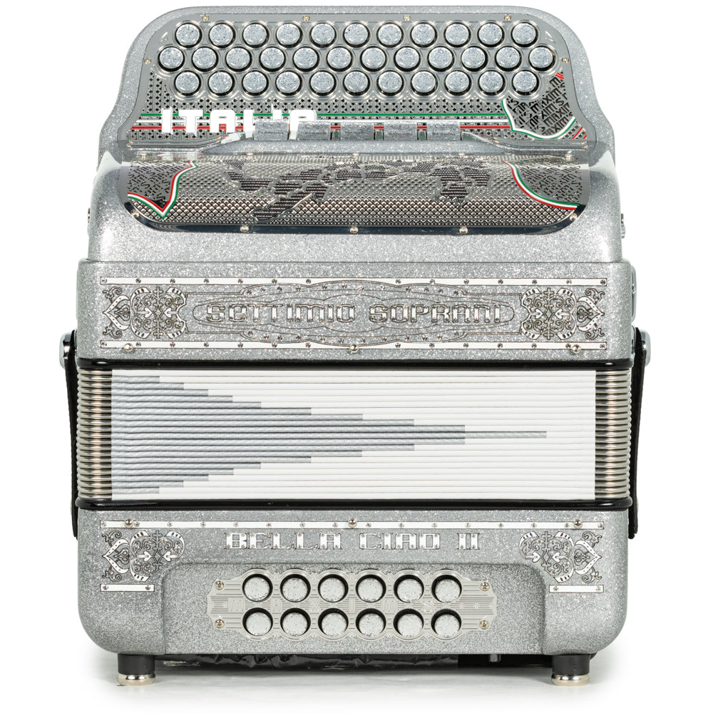 Settimio Soprani Bella Ciao II Ultra Compact 5 Switch Accordion GCF in Silver Glitter