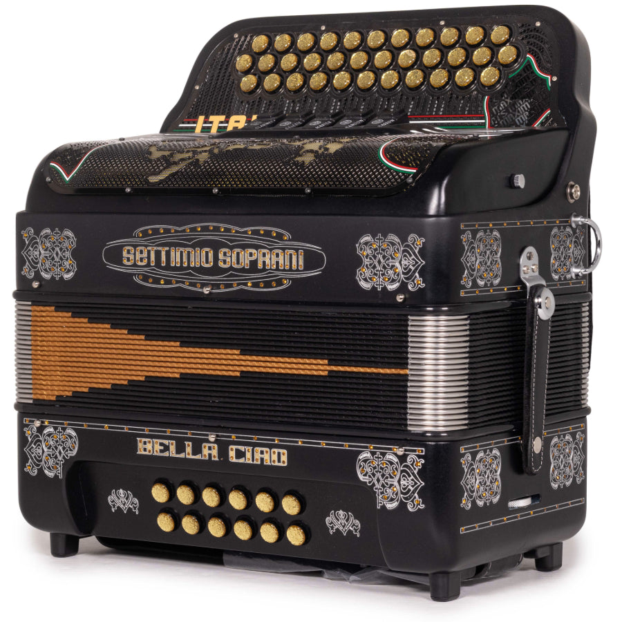 Settimio Soprani Bella Ciao II Ultra Compact 5 Switch Accordion FBE in Matte Black with Silver