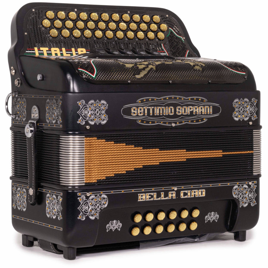 Settimio Soprani Bella Ciao II Ultra Compact 5 Switch Accordion FBE in Matte Black with Silver