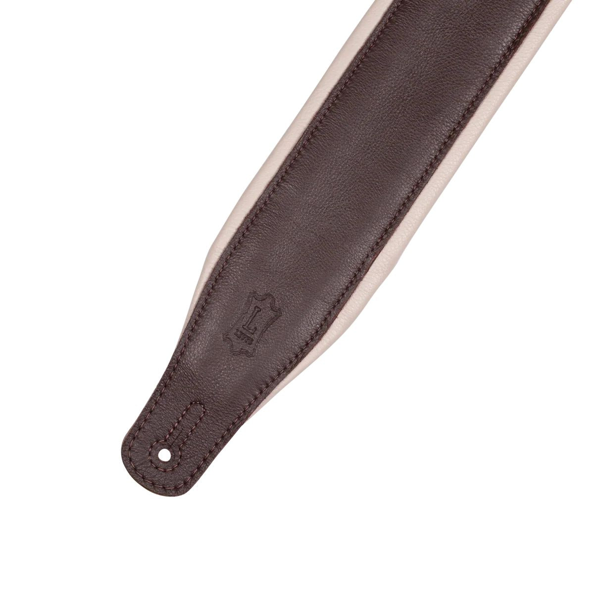 Levy Staple Series Leather Guitar Strap in Dark Brown with Cream Backing