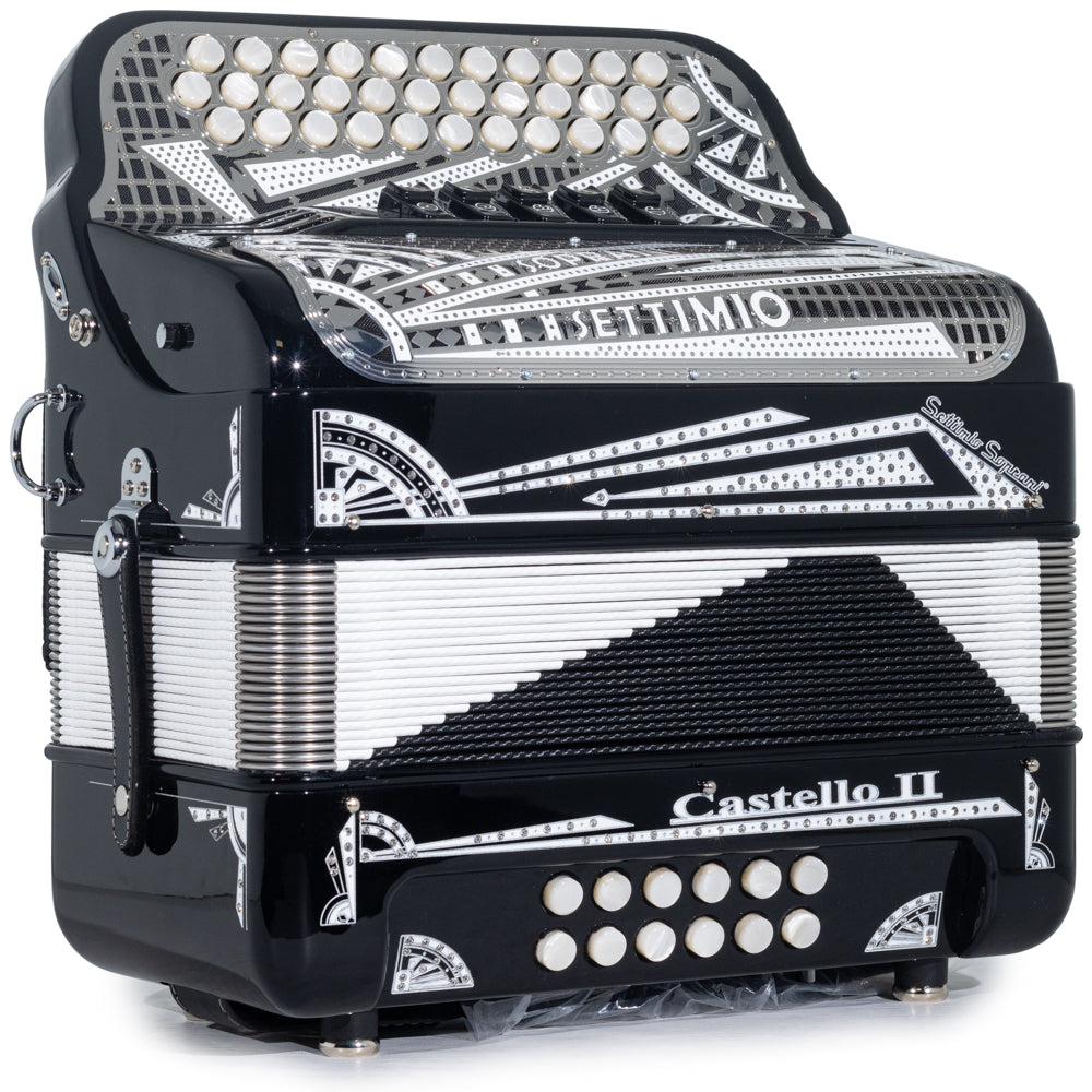 Settimio Soprani Castello II Ultra Compact 5 Switch Accordion FBE Black and Silver