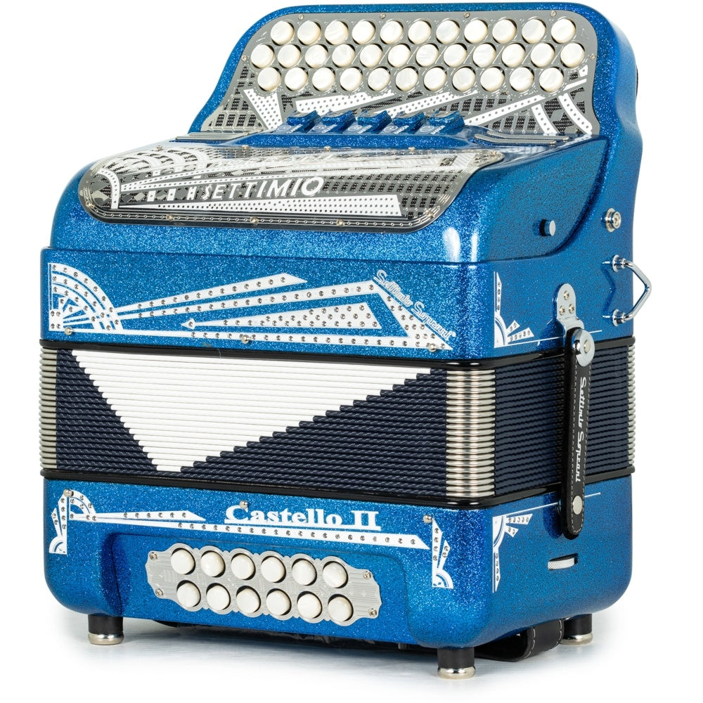 Settimio Soprani Castello II Ultra Compact 5 Switch Accordion GCF Blue Glitter with White