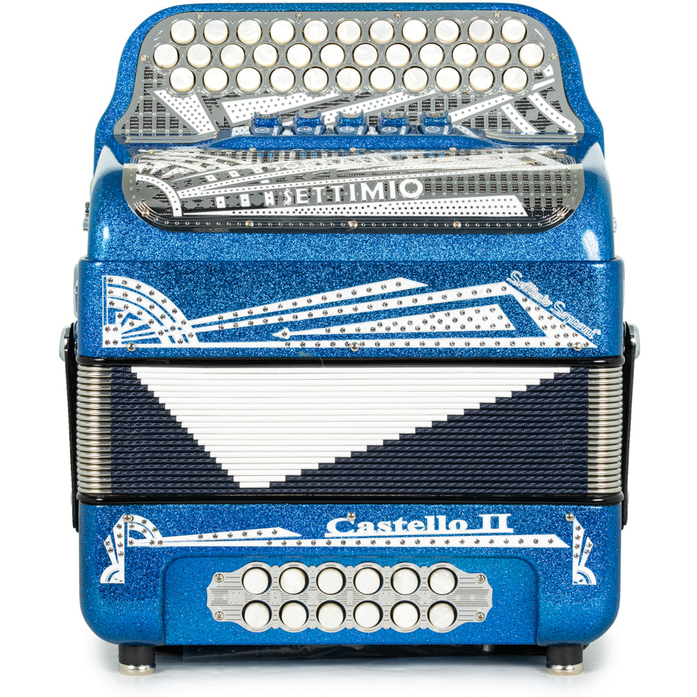 Settimio Soprani Castello II Ultra Compact 5 Switch Accordion GCF Blue Glitter with White