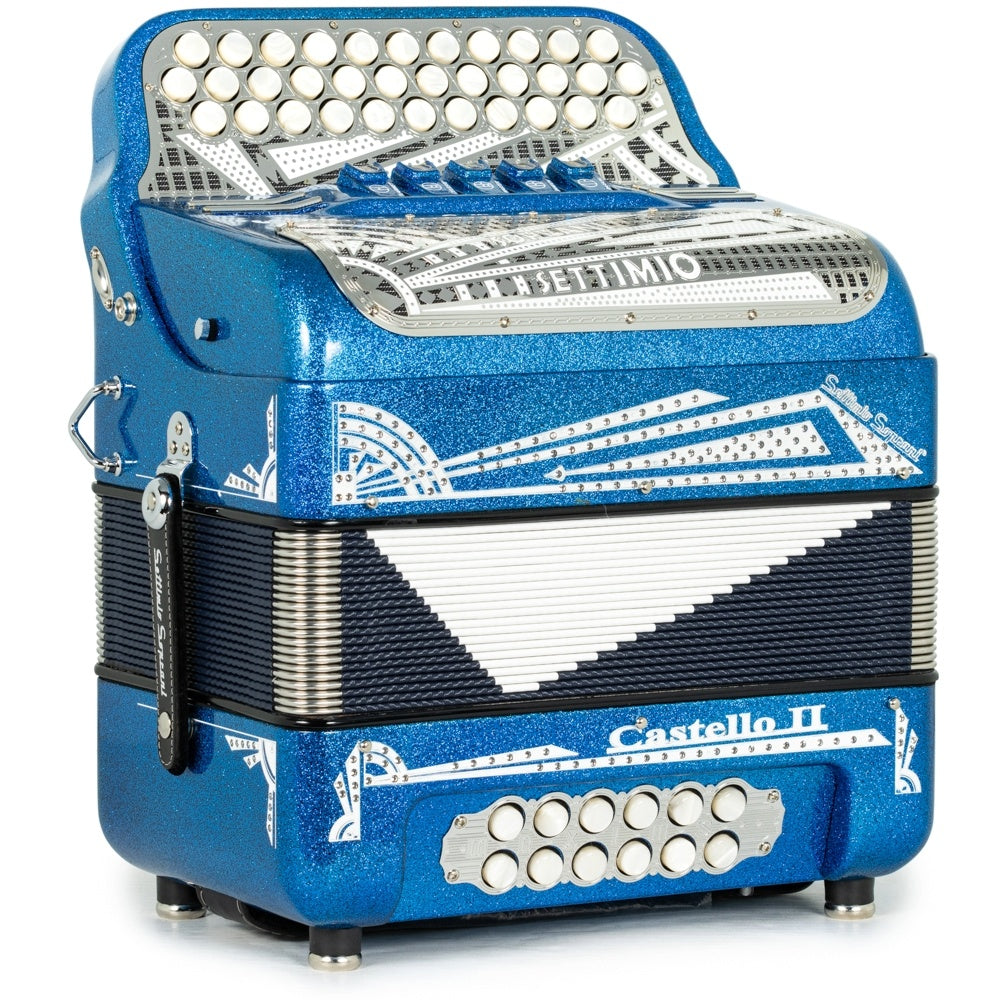 Settimio Soprani Castello II Ultra Compact 5 Switch Accordion GCF Blue Glitter with White