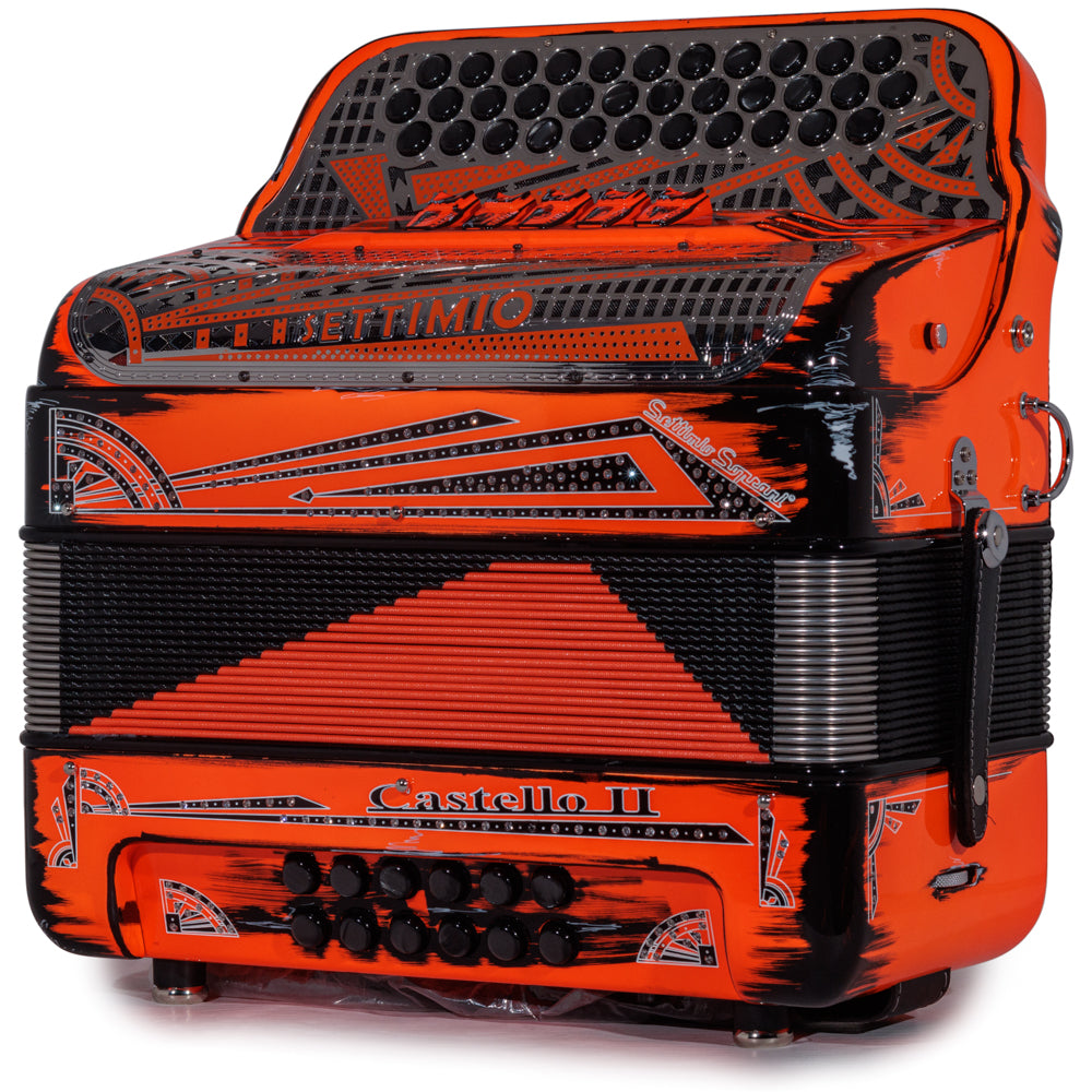 Settimio Soprani Castello II Ultra Compact 5 Switch Accordion EAD Cartoon Orange and Black