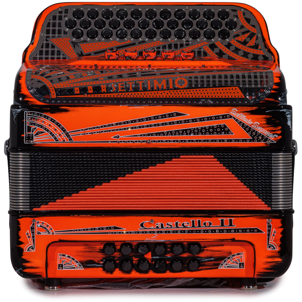 Settimio Soprani Castello II Ultra Compact 5 Switch Accordion EAD Cartoon Orange and Black