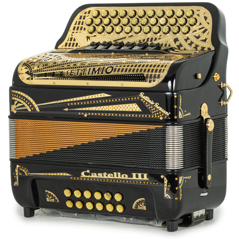 Settimio Soprani Castello III 6 Switch Accordion FBE-EAD in Black with Gold