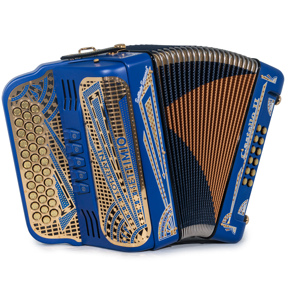 Settimio Soprani Castello II Ultra Compact 5 Switch Accordion FBE Matte Blue and Gold