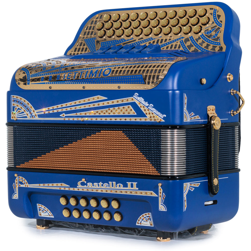 Settimio Soprani Castello II Ultra Compact 5 Switch Accordion FBE Matte Blue and Gold