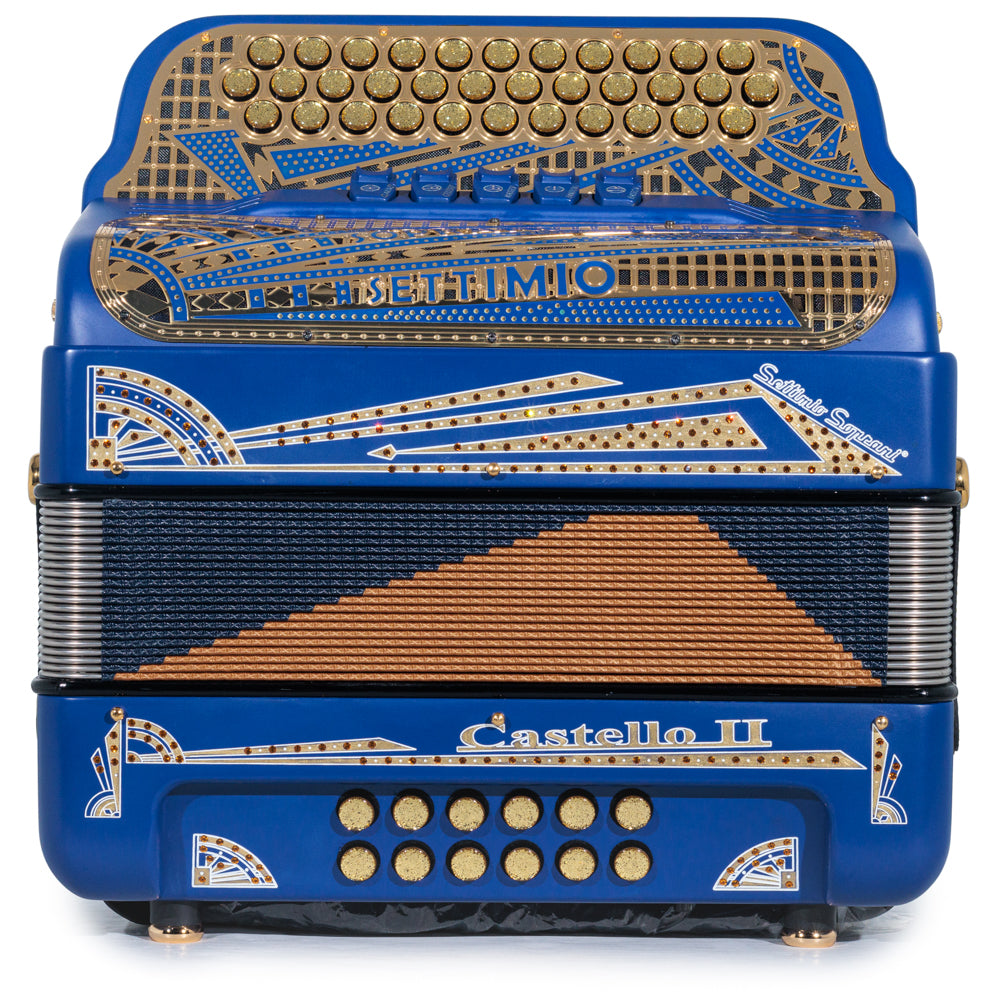 Settimio Soprani Castello II Ultra Compact 5 Switch Accordion FBE Matte Blue and Gold