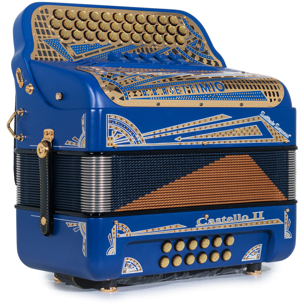 Settimio Soprani Castello II Ultra Compact 5 Switch Accordion FBE Matte Blue and Gold