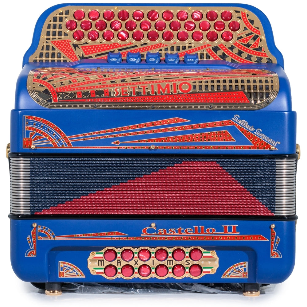 Settimio Soprani Castello II Ultra Compact 5 Switch Accordion GCF Matte Blue with Red and Gold