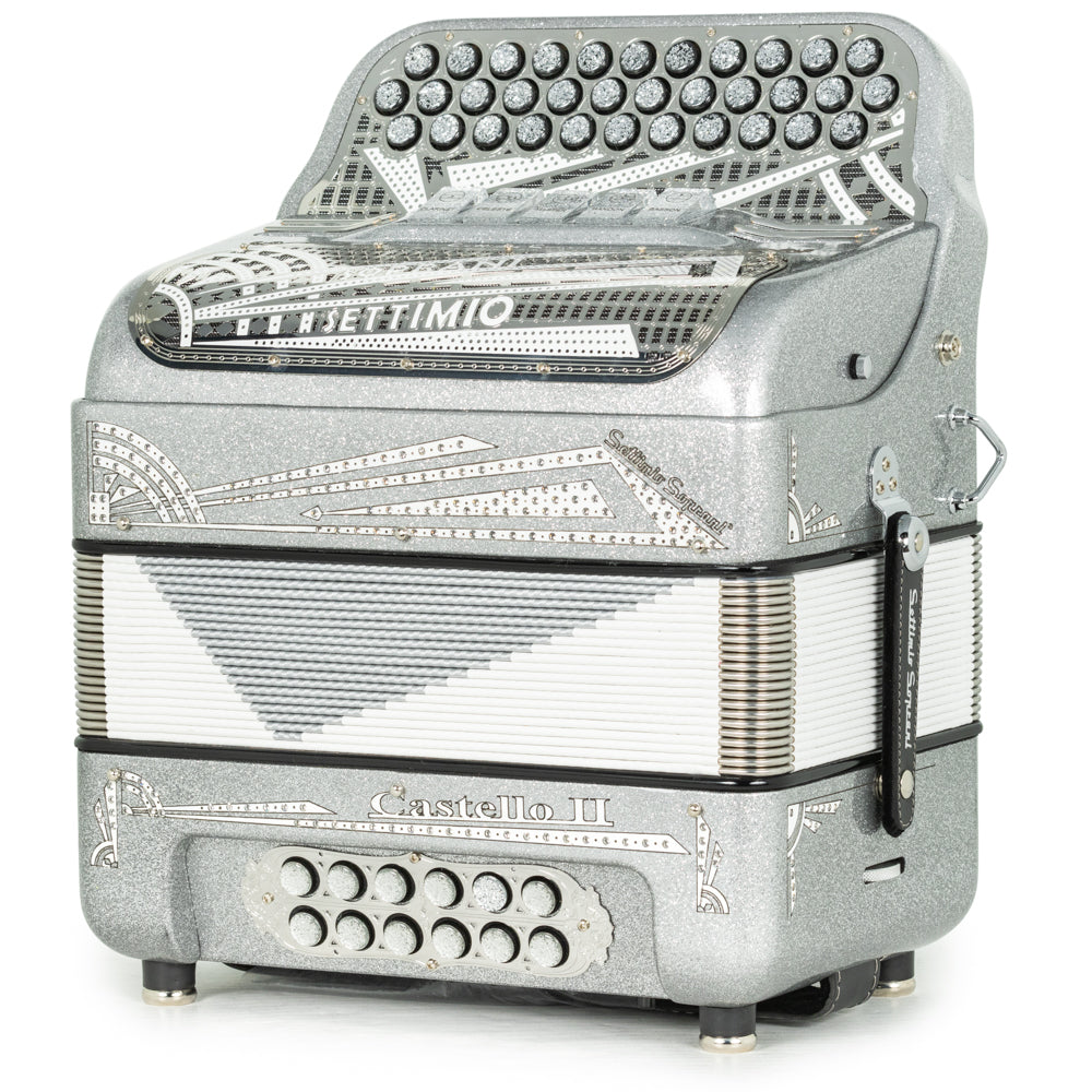 Settimio Soprani Castello II Ultra Compact 5 Switch Accordion FBE Silver Glitter and White
