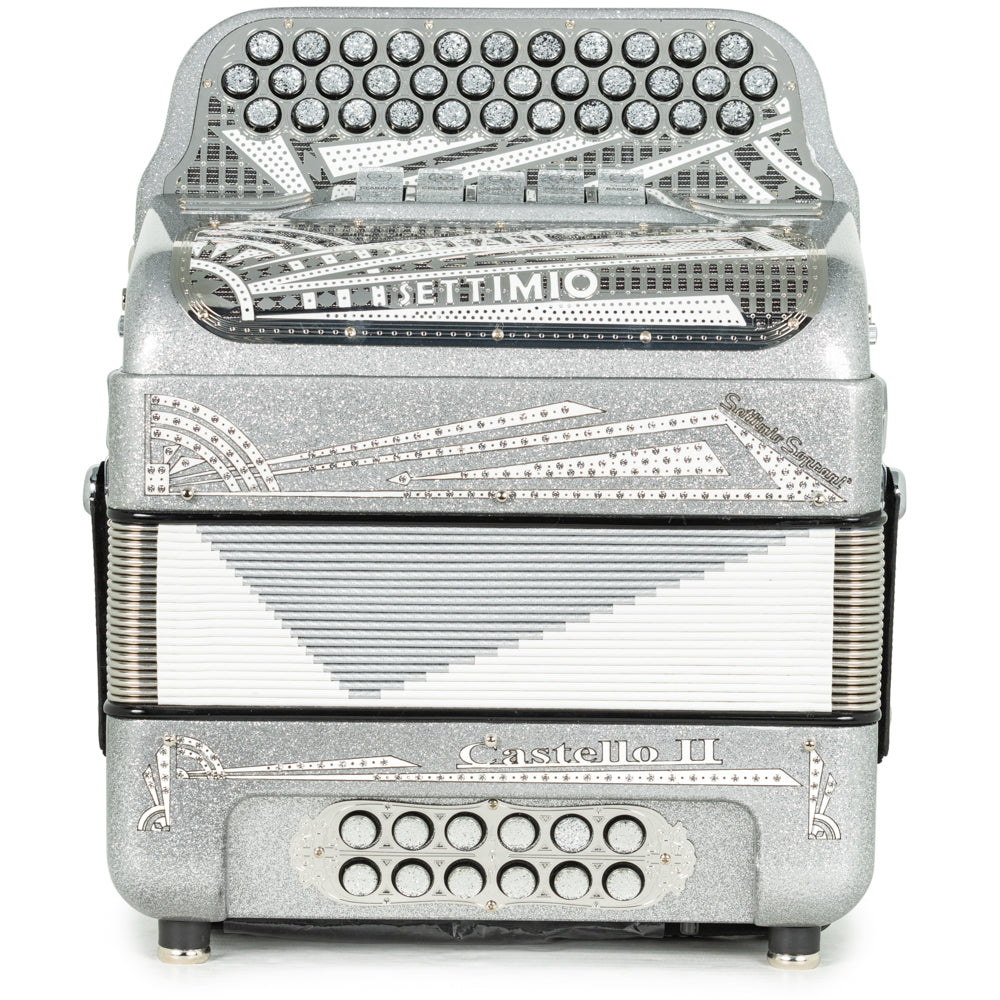 Settimio Soprani Castello II Ultra Compact 5 Switch Accordion FBE Silver Glitter and White