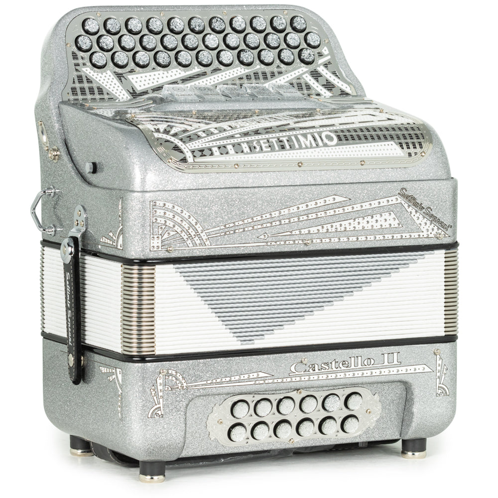 Settimio Soprani Castello II Ultra Compact 5 Switch Accordion FBE Silver Glitter and White