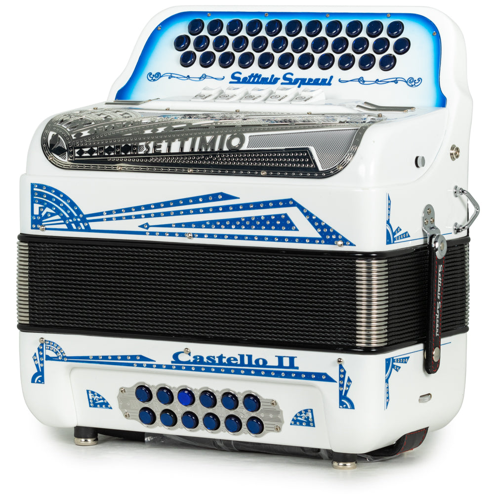 Settimio Soprani Castello II 5 Switch Accordion EAD in White with Blue