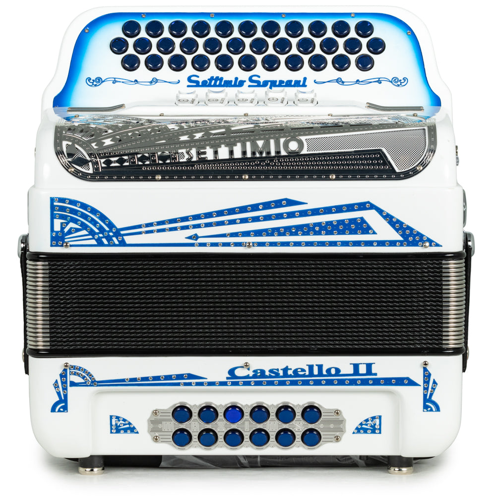 Settimio Soprani Castello II 5 Switch Accordion EAD in White with Blue