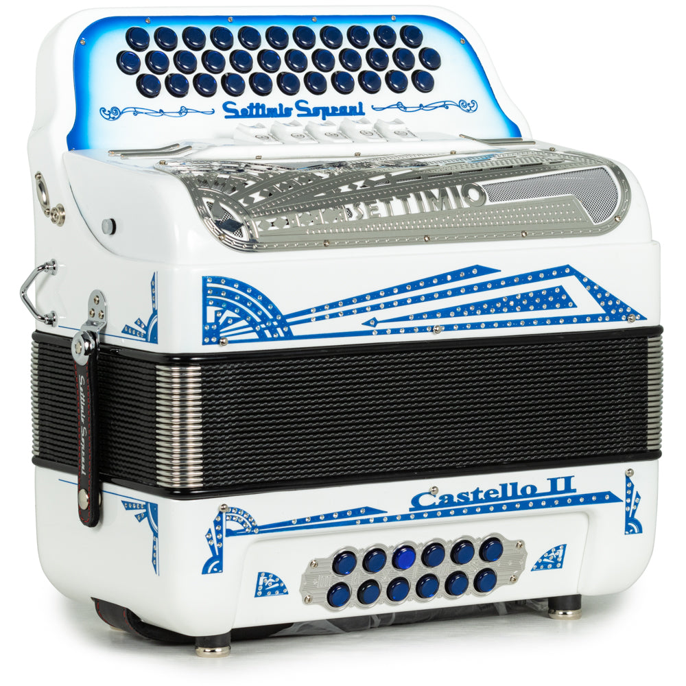 Settimio Soprani Castello II 5 Switch Accordion EAD in White with Blue