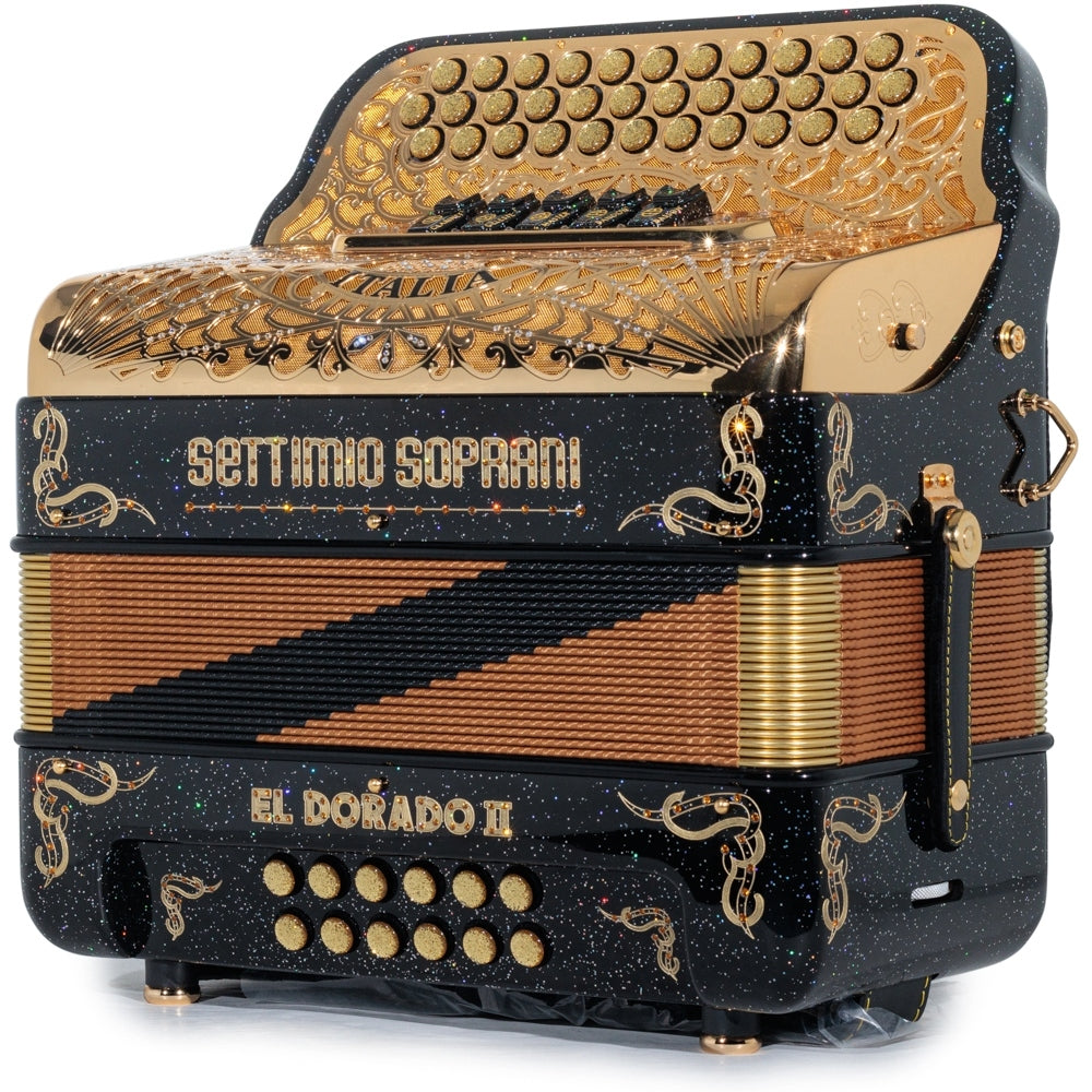 Settimio Soprani El Dorado II 5 Switch Accordion GCF Black Glitter with Gold
