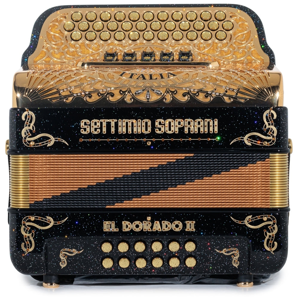 Settimio Soprani El Dorado II 5 Switch Accordion GCF Black Glitter with Gold