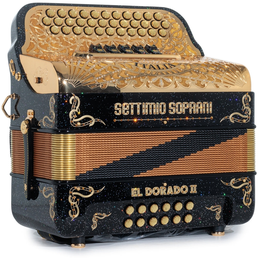 Settimio Soprani El Dorado II 5 Switch Accordion GCF Black Glitter with Gold