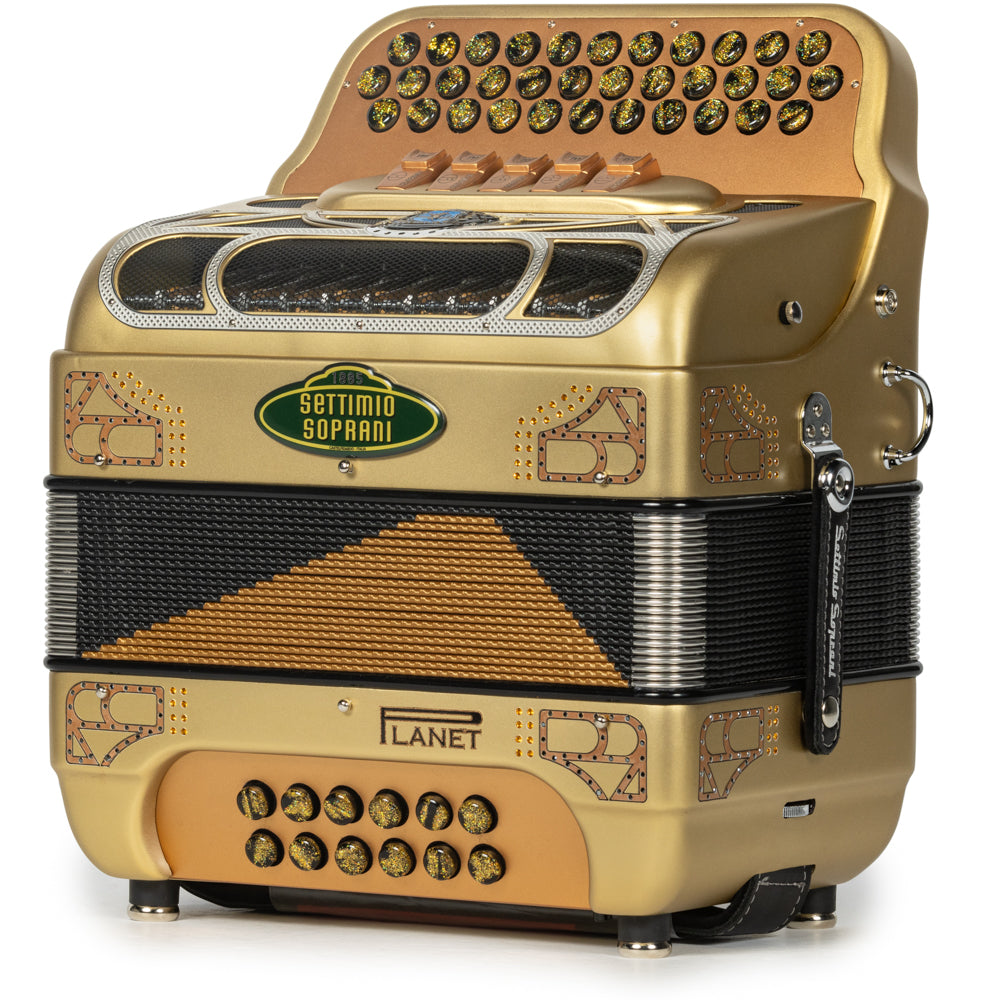 Settimio Soprani Retro 5 Switch Accordion FBE with Planet Reeds in Matte Gold with Black